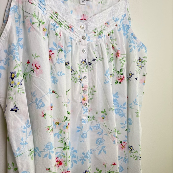 EILEEN WEST Floral Sleeveless 100% Cotton Nightgown Prairie Cottage 3X - Picture 12 of 16